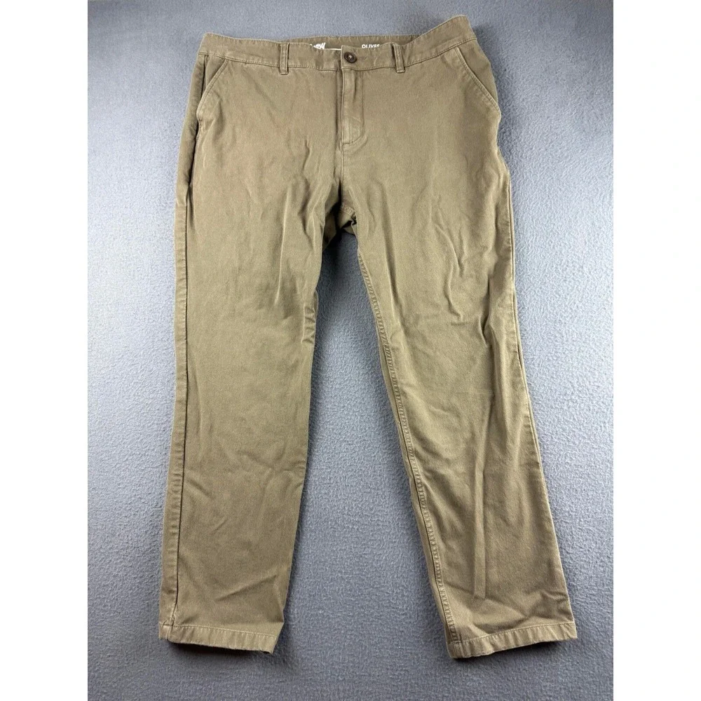 Mugsy Pants Men's 36x29* Olives Army Green Chino Stretch Regular Straight Casual